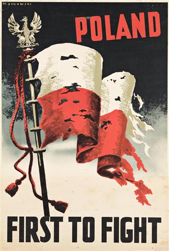 MAREK ZULAWSKI (1908-1985).  POLAND / FIRST TO FIGHT. Two posters. Circa 1939. 29x19½ inches, 73½x49½ cm.
